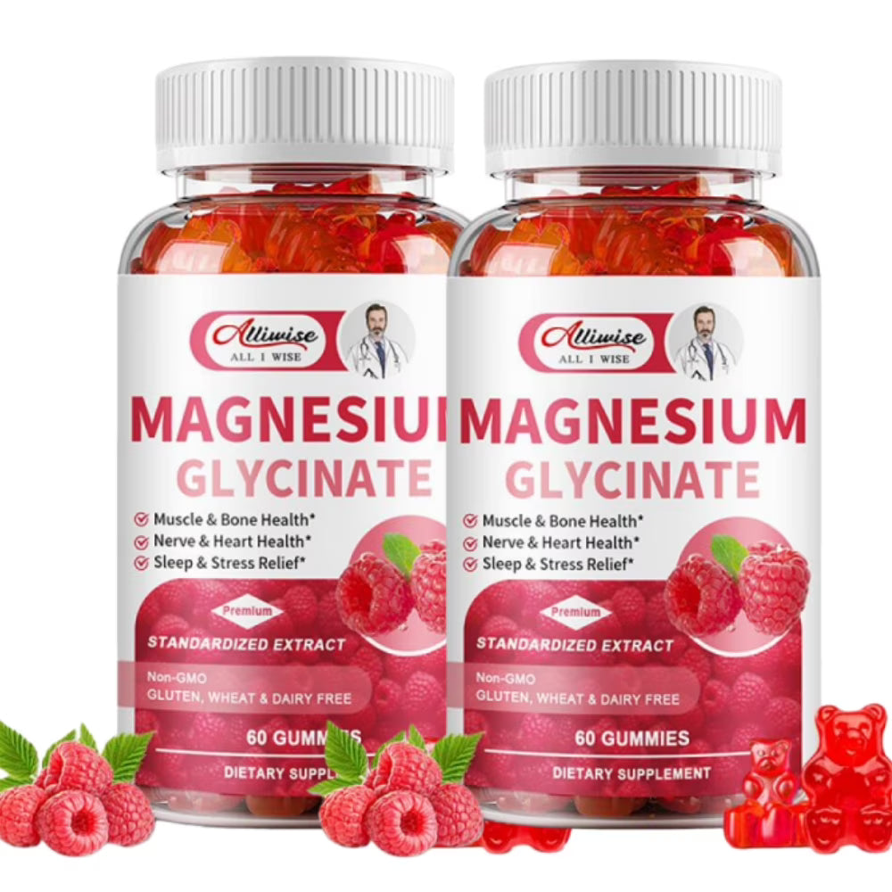 2 Pack Magnesium Glycinate Gummies 600mg - Sugar Free Magnesium Supplement to Support Relaxation, Stress, Heart Health - Chewable Magnesium Gummies for Adults - Strawberry Flavor,120 Gummies
