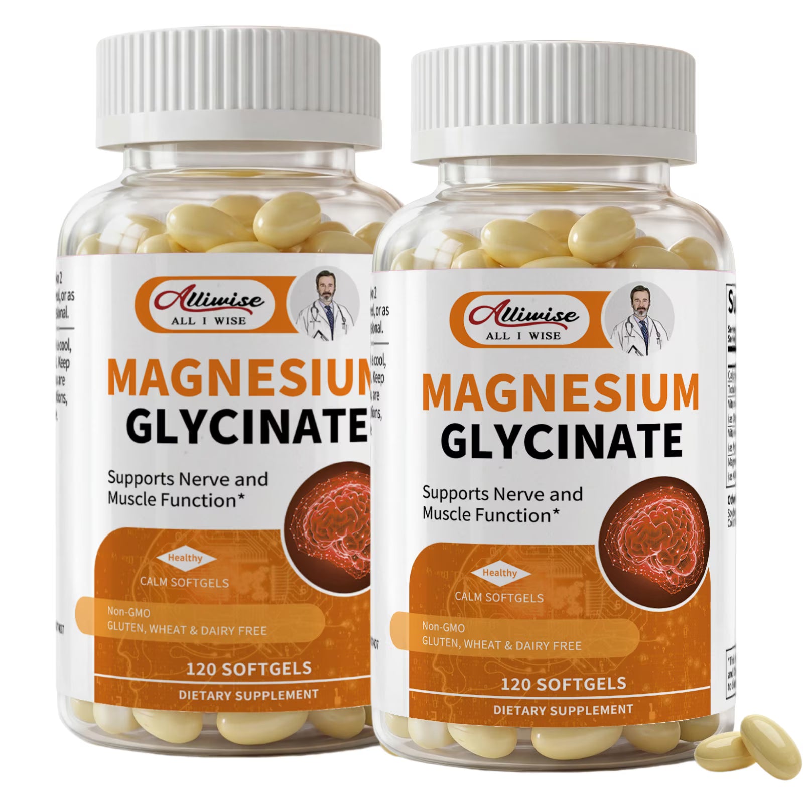 (2 Pack) Alliwise Magnesium Glycinate 400mg, High Absorption Chelated Magnesium Supplement, Supports Muscle, Heart, and Immune Health, 240 Capsules