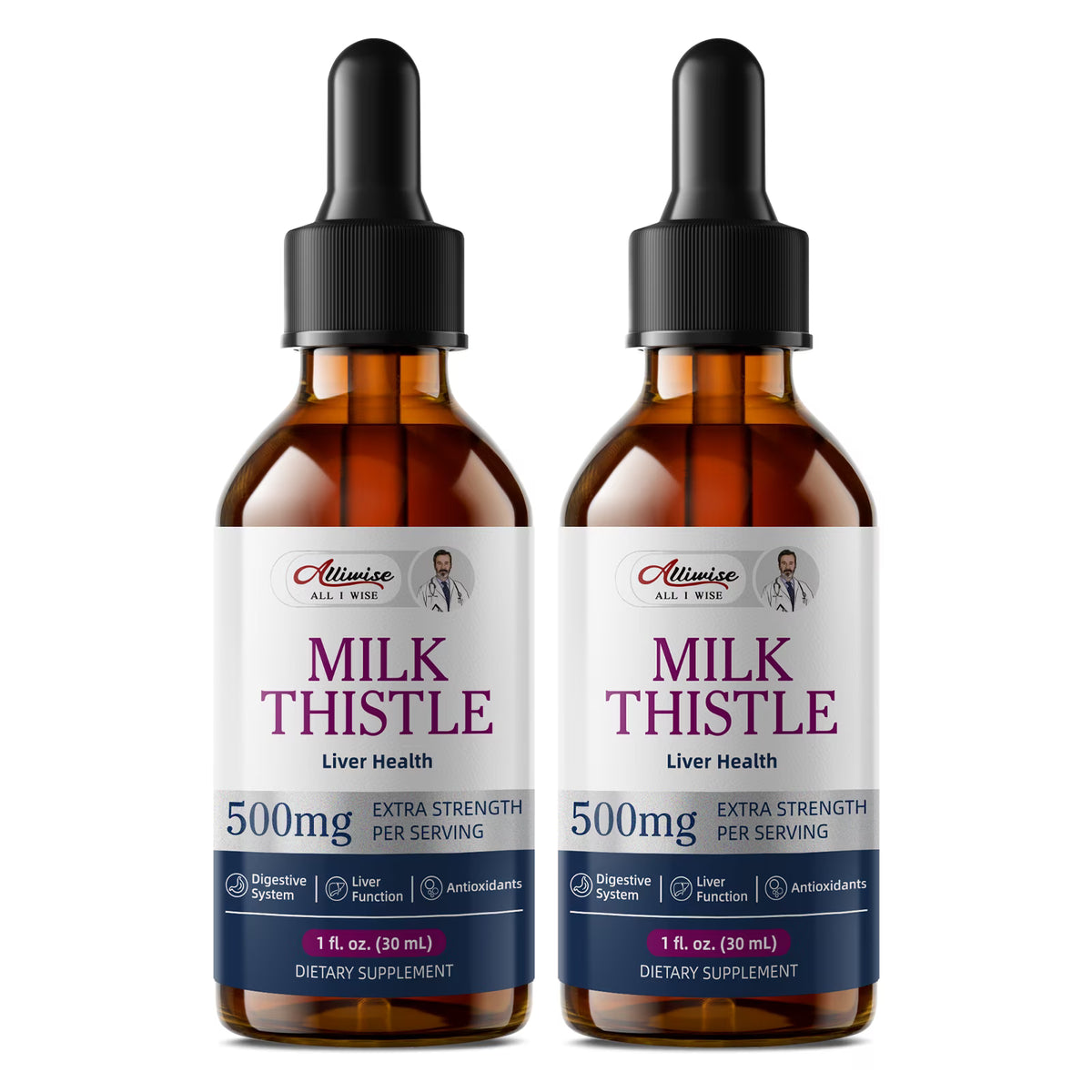(2 Pack) Milk Thistle Liver Health Support Liquid Drops – High Potency Complex with Dandelion Root & Artichoke, 2 fl oz