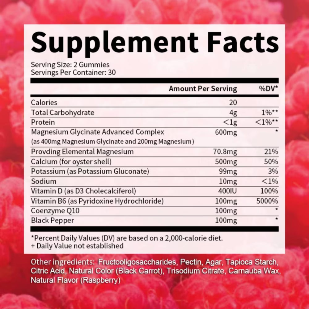 2 Pack Magnesium Glycinate Gummies 600mg - Sugar Free Magnesium Supplement to Support Relaxation, Stress, Heart Health - Chewable Magnesium Gummies for Adults - Strawberry Flavor,120 Gummies