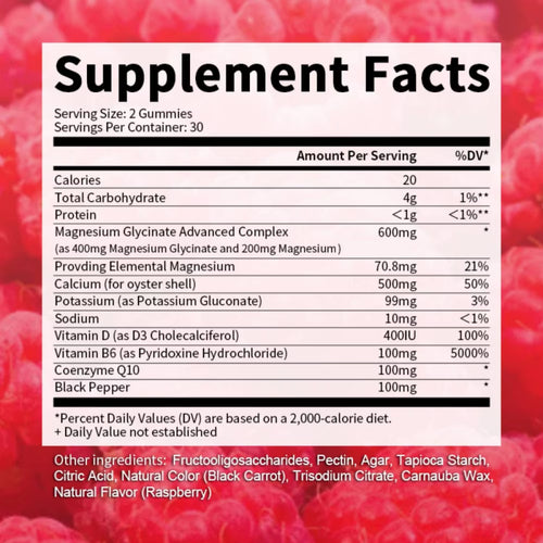 2 Pack Magnesium Glycinate Gummies 600mg - Sugar Free Magnesium Supplement to Support Relaxation, Stress, Heart Health - Chewable Magnesium Gummies for Adults - Strawberry Flavor,120 Gummies