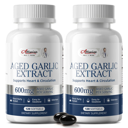 Alliwise Odorless Aged Garlic Extract 600mg - 120 Softgels | Premium Cardiovascular Support