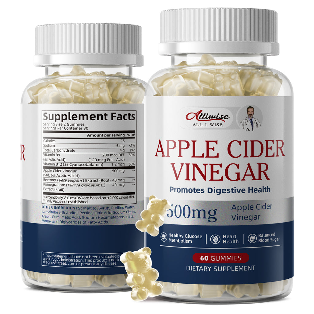Alliwise® Apple Cider Vinegar Gummies 500mg (60 Gummies)