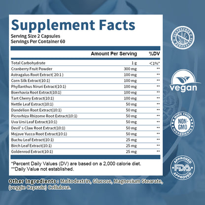 Kidney Cleanse Natural Detox & Repair Dietary Supplement Capsules 120PCS