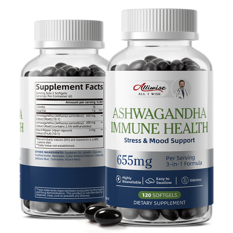 Alliwise® Ashwagandha Immune Health 655mg Stress & Mood Support