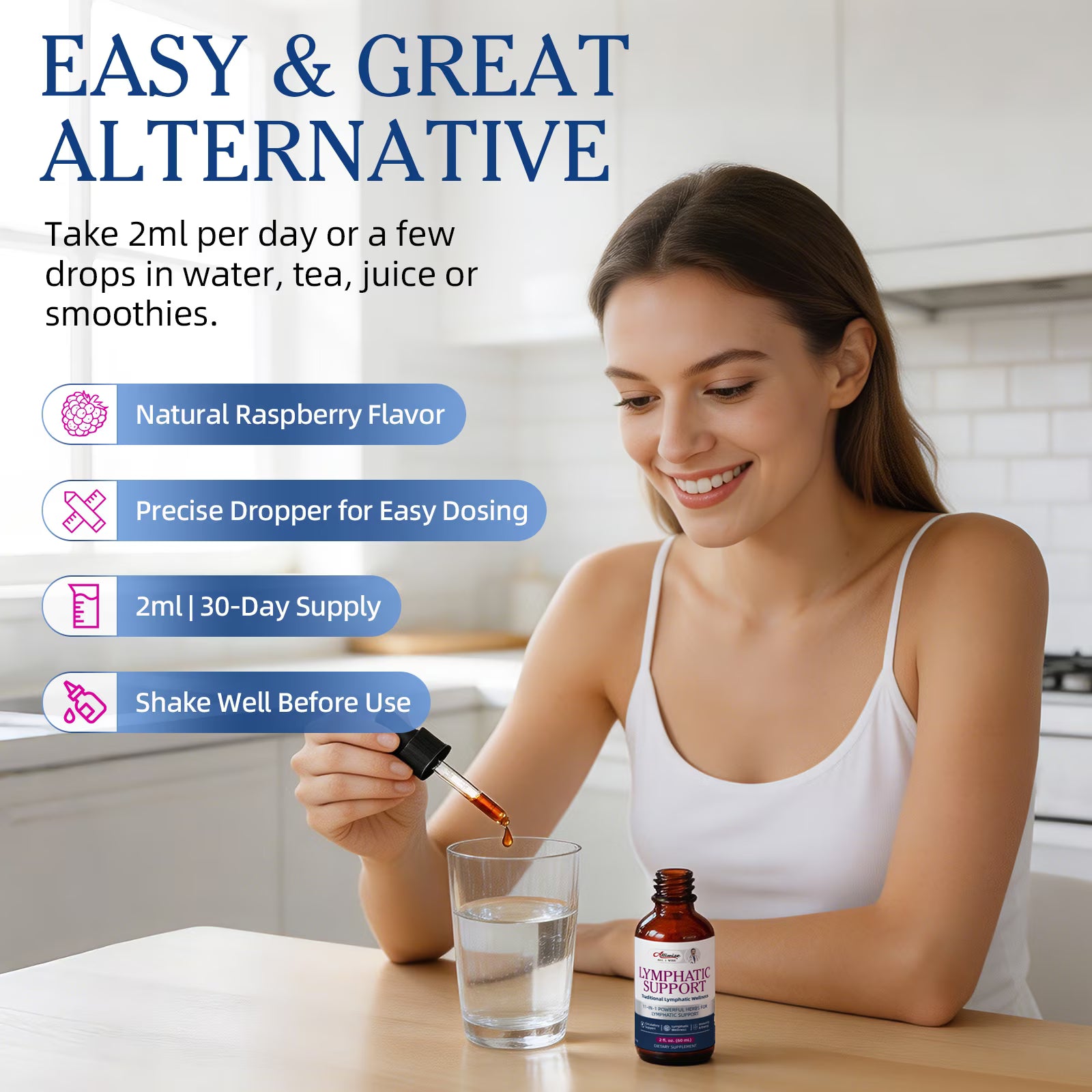 Lymphatic Drainage Drops - Immune & Lymph System Support - Lymphatic Cleanse with Echinacea & Dandelion - 2 fl oz