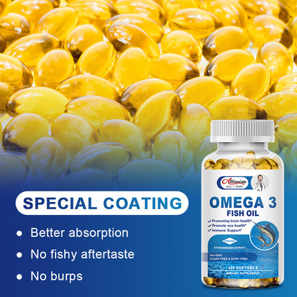 Omega-3 Fish Oil Capsules with Triglyceride EPA & DHA Fatty Acids  Heart, Brain & Joint Support