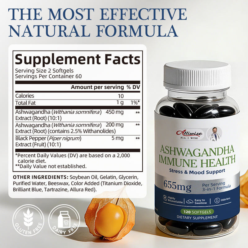 Alliwise® Ashwagandha Immune Health 655mg Stress & Mood Support