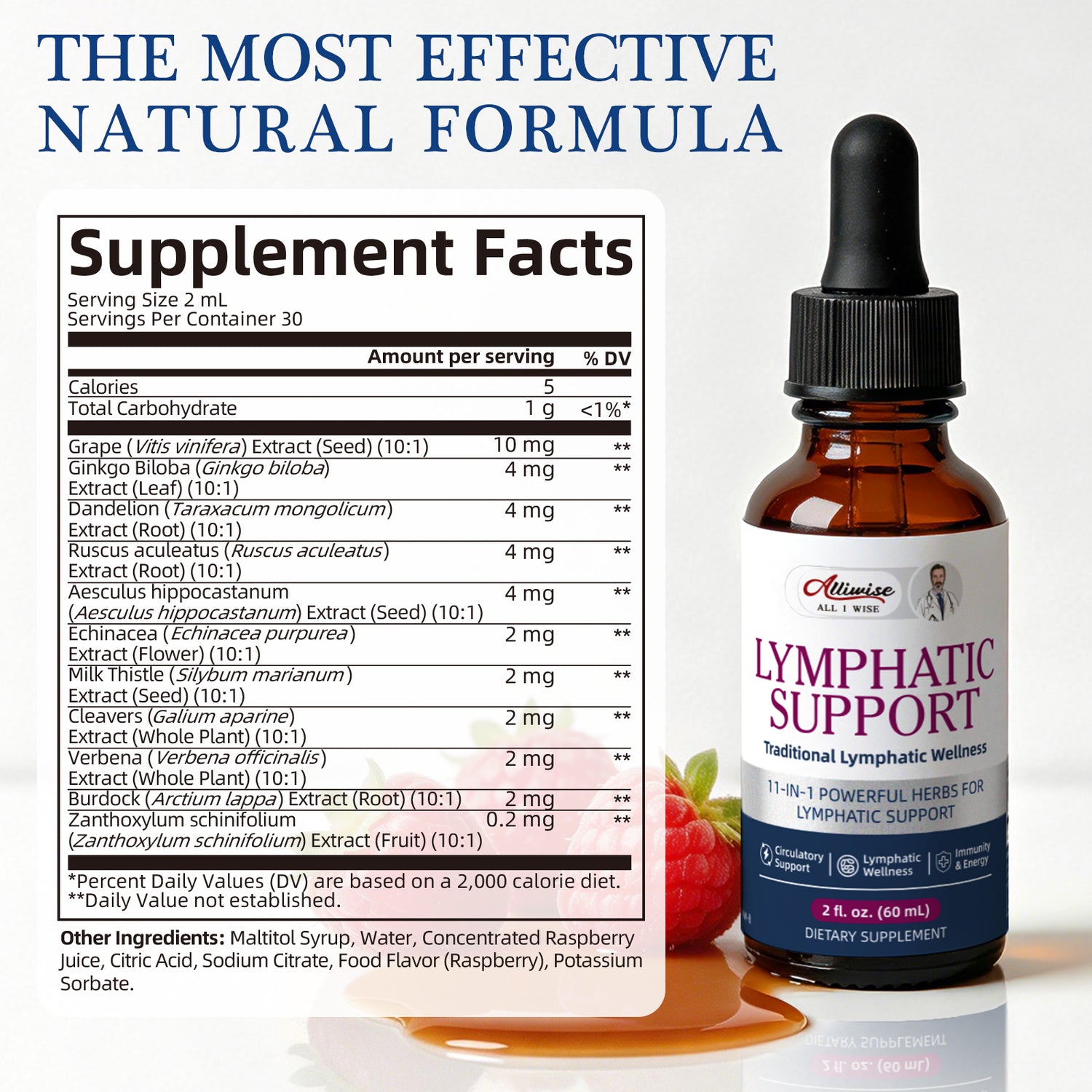 Alliwise® 11-in-1 Lymphatic Support Liquid Drops (2 fl. oz. / 60 mL)