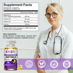 High Absorption Magnesium Glycinate 400mg Softgels Supplement, 400 mg Elemental Magnesium with 100mg Calcium - Highly Bioavailable - with Vitamin D3 & K2, for Sleep, Mood, Brain Support