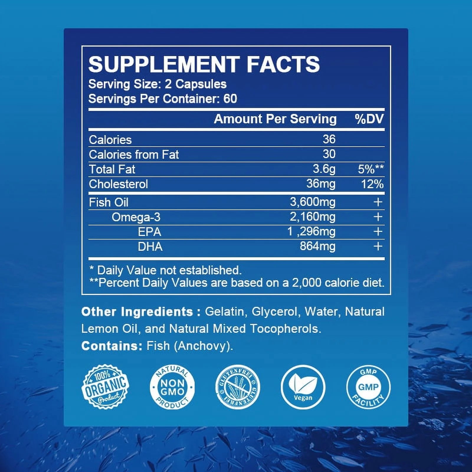 Omega 3 Fish Oil | EPA & DHA | Omega 3 Fatty Acids | Premium Burpless Softgel Supplements (240 Count)