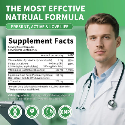 Kava Kava Root Extract Supplement - Liposomal Kava Capsules - for Sleep, Mood & Immune Support,Vegan, Non-GMO, 60CT