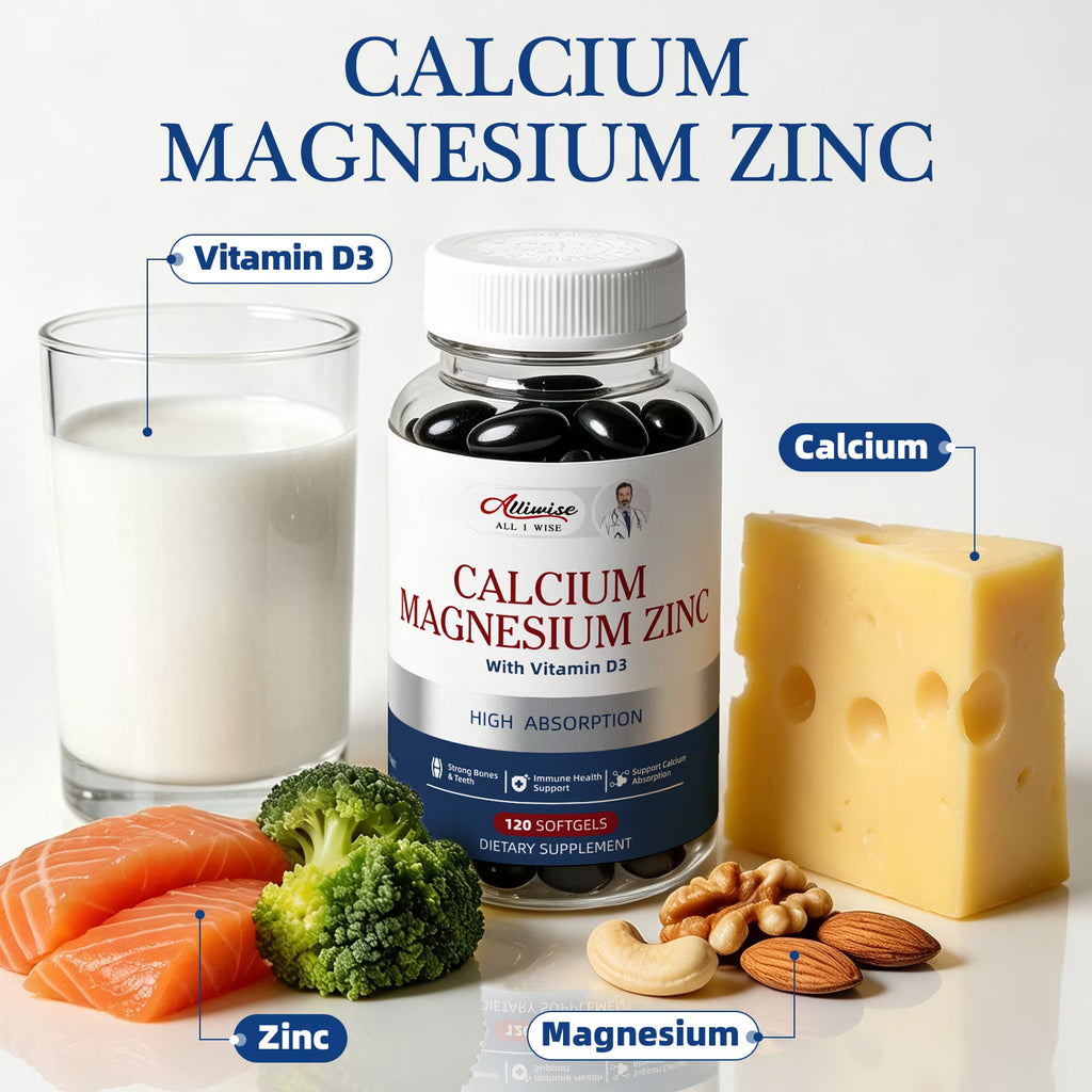 Calcium Citrate Capsule with Vitamin D,Calcium Magnesium Zinc Supplement,Support Bone & Muscle 120 Capsules