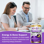 High Absorption Magnesium Glycinate 400mg Softgels Supplement, 400 mg Elemental Magnesium with 100mg Calcium - Highly Bioavailable - with Vitamin D3 & K2, for Sleep, Mood, Brain Support