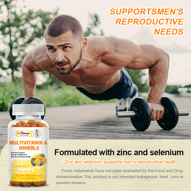 Multivitamin & Minerals Capsules with Iron, Methylfolate, Zinc 15mg, Vitamin D3 10mcg & K 32mcg To Improve Immunity Boost Energy Healthy Hair & Skin & Nails for Women
