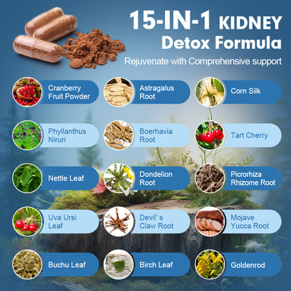 Kidney Cleanse Natural Detox & Repair Dietary Supplement Capsules 120PCS