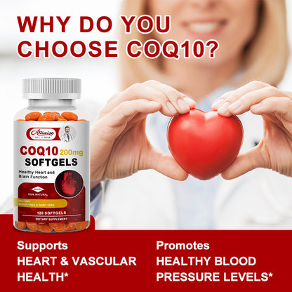 CoQ10 300mg Coenzyme Q10 Supplements 120 Softgels Antioxidant Heart Health & Energy Support
