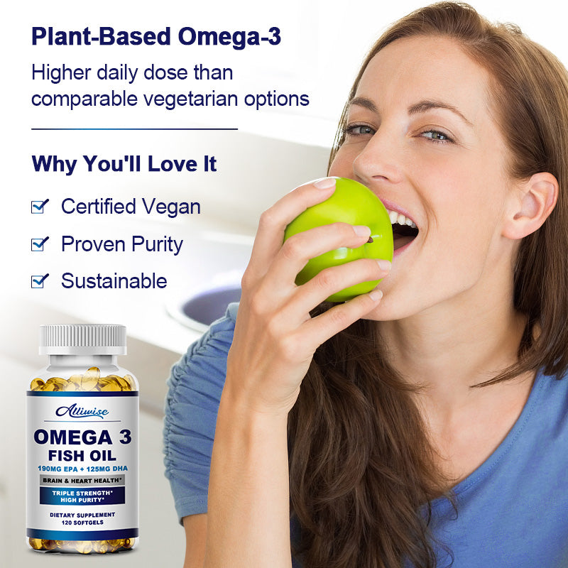 (2 Pack)Alliwise Fish Oil Softgels - Omega 3 Supplement - EPA + DHA - Heart & Brain Health Supplements - 240 Pcs