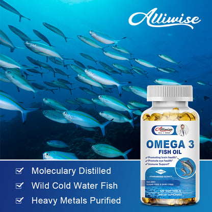Omega-3 Fish Oil Capsules with Triglyceride EPA & DHA Fatty Acids  Heart, Brain & Joint Support