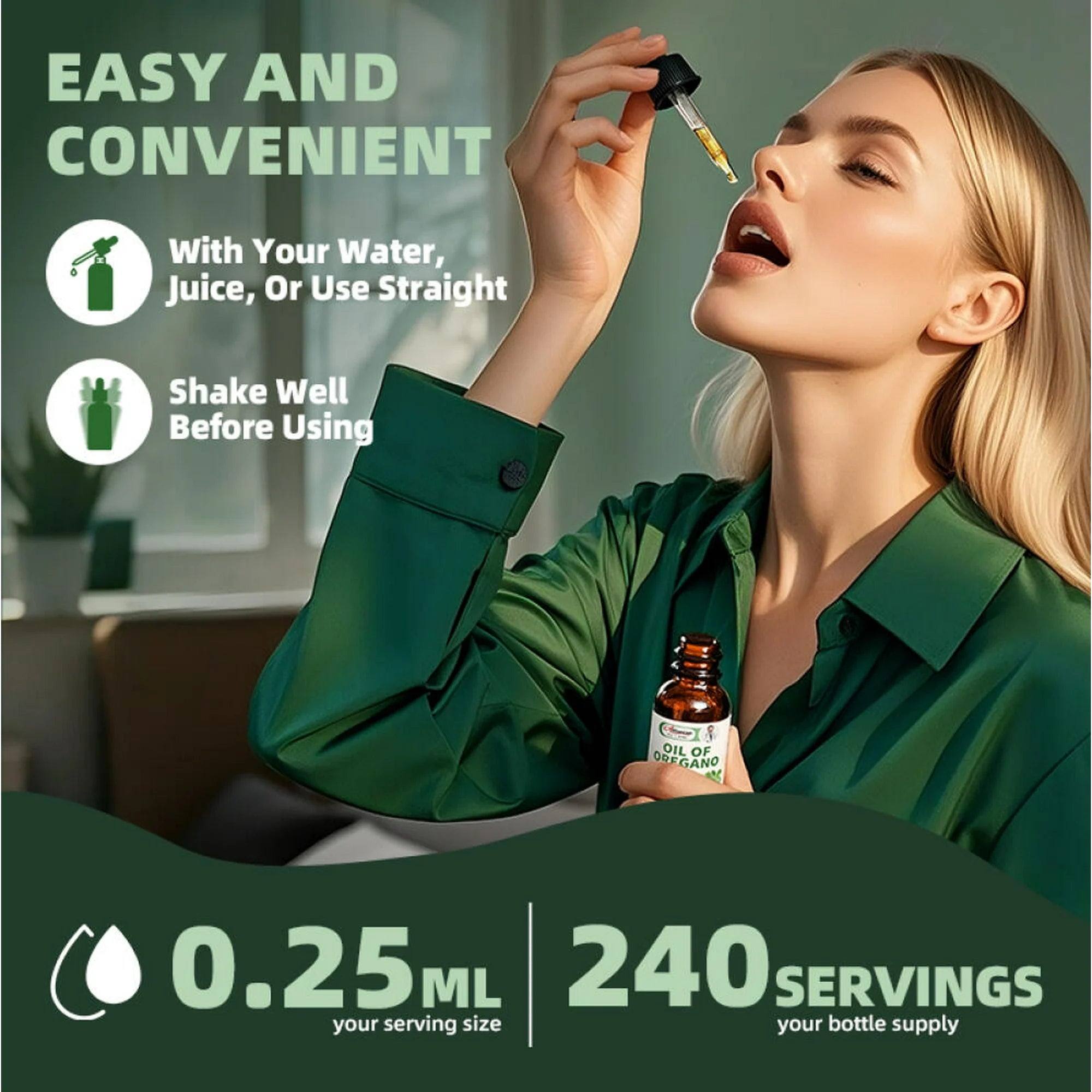 Oregano Oil Liquid Drops - Organic Oil of Oregano Drops Liquid Tincture Extract - Herbal Supplement for Immune Support, Digestive Gut Health - Pure Vegan Non-GMO, 2 fl oz