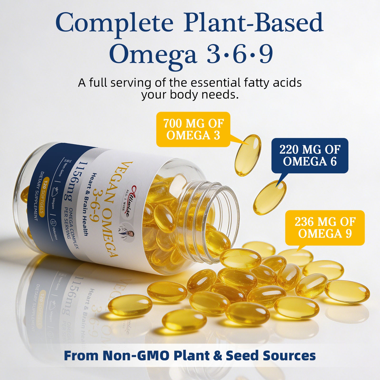 Alliwise® Vegan Omega 3-6-9 Softgels 1156mg - 120 Softgels