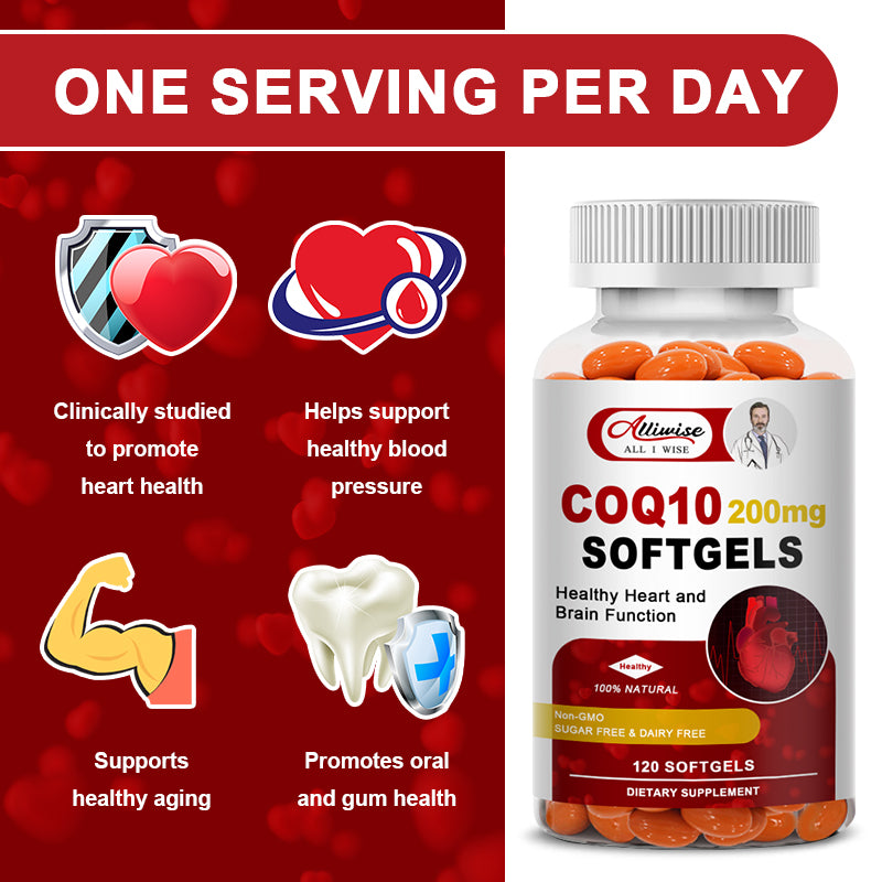 CoQ10 300mg Coenzyme Q10 Supplements 120 Softgels Antioxidant Heart Health & Energy Support