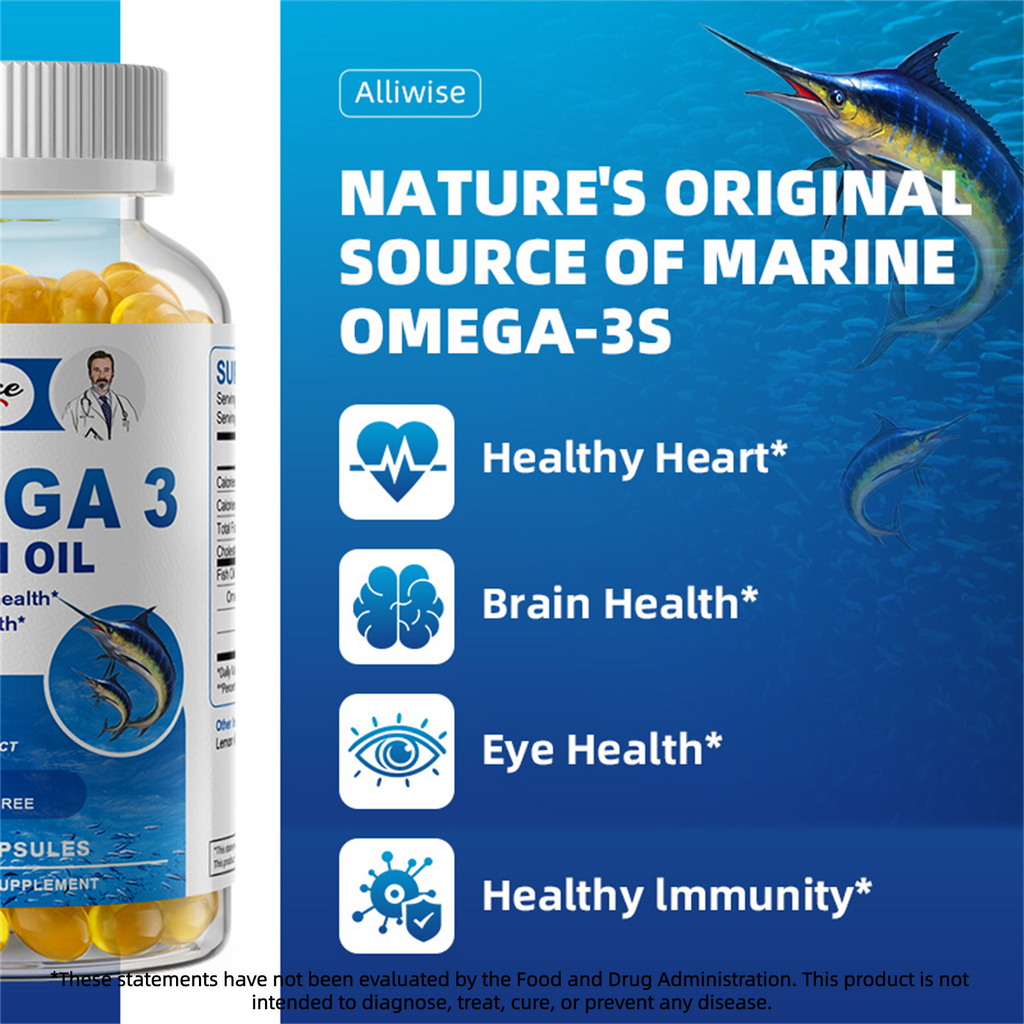 Omega 3 Fish Oil | EPA & DHA | Omega 3 Fatty Acids | Premium Burpless Softgel Supplements (120 Count)