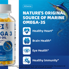 Omega 3 Fish Oil | EPA & DHA | Omega 3 Fatty Acids | Premium Burpless Softgel Supplements (120 Count)