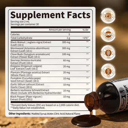Parasite Cleanse Tincture Extract-Wormwood,Black Walnut Hull, Clove,Best Quality