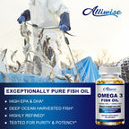 (2 Pack)Alliwise Fish Oil Softgels - Omega 3 Supplement - EPA + DHA - Heart & Brain Health Supplements - 240 Pcs