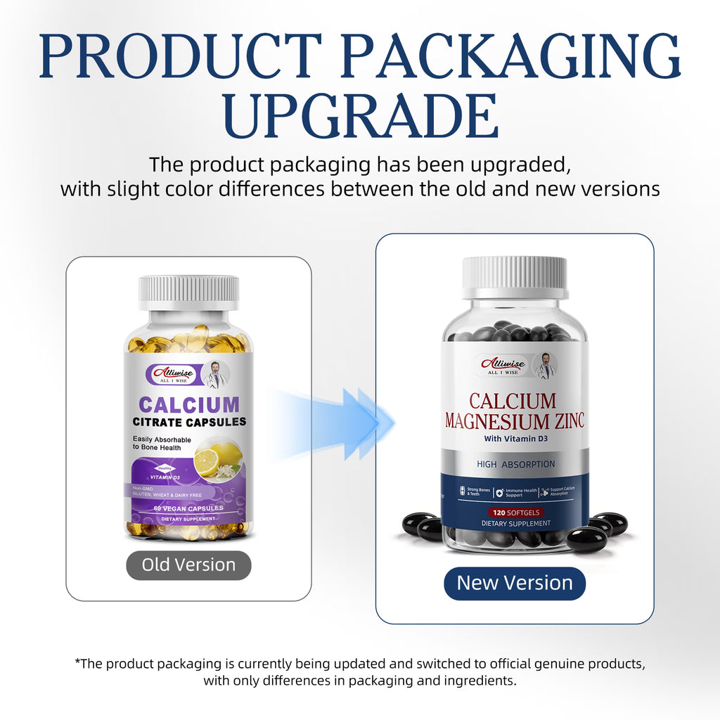 Calcium Citrate Capsule with Vitamin D,Calcium Magnesium Zinc Supplement,Support Bone & Muscle 120 Capsules