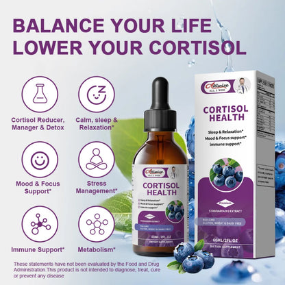 Cortisol Supplements for Women & Men, 10 in 1 Cortisol Manager Reducer with Magnesium, Ashwagandha, L-theanine - Hormone Balance & Mood Support - Sugar Free, Vegan, Non-GMO - 2 fl oz