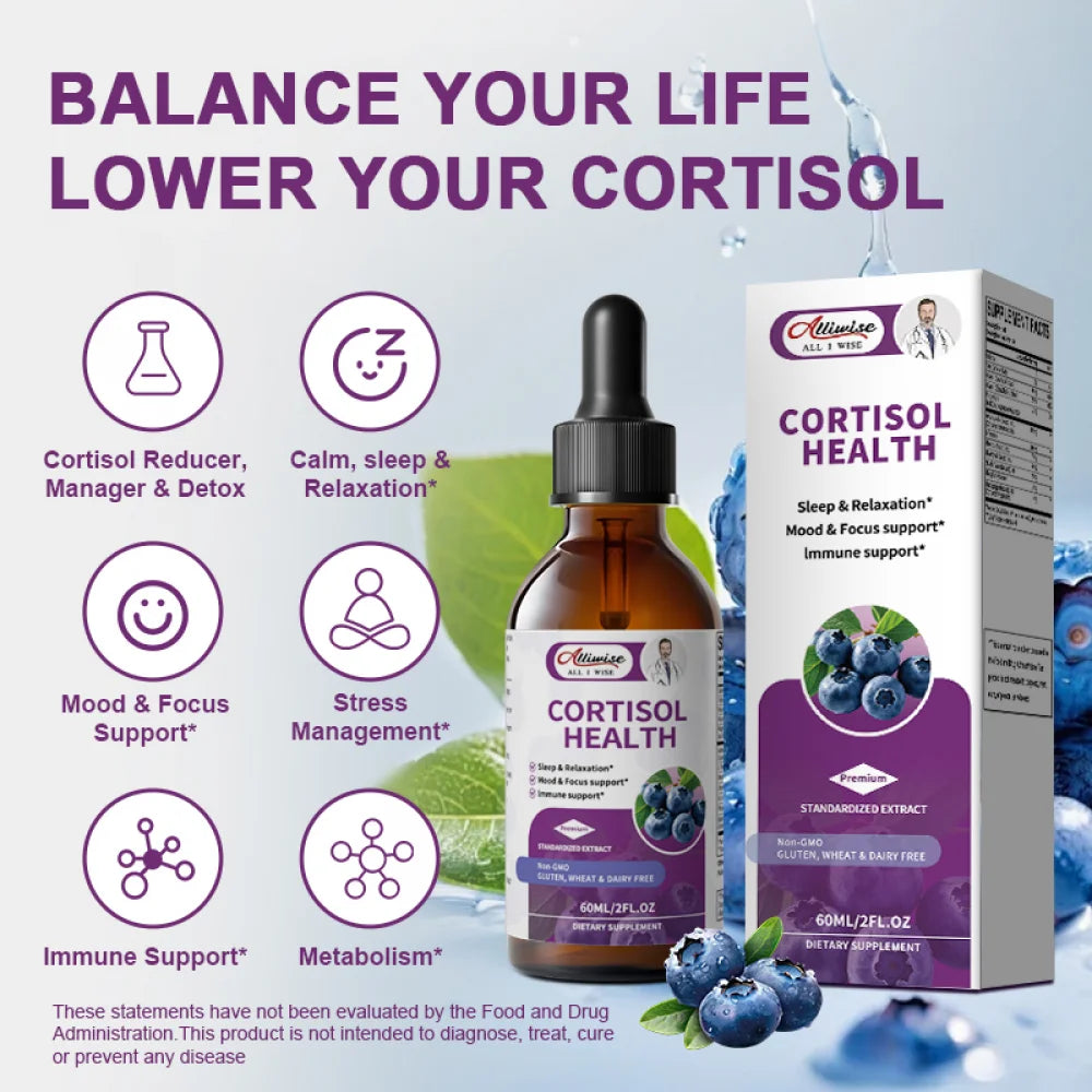 Cortisol Supplements for Women & Men, 10 in 1 Cortisol Manager Reducer with Magnesium, Ashwagandha, L-theanine - Hormone Balance & Mood Support - Sugar Free, Vegan, Non-GMO - 4 fl oz, 2 Pack