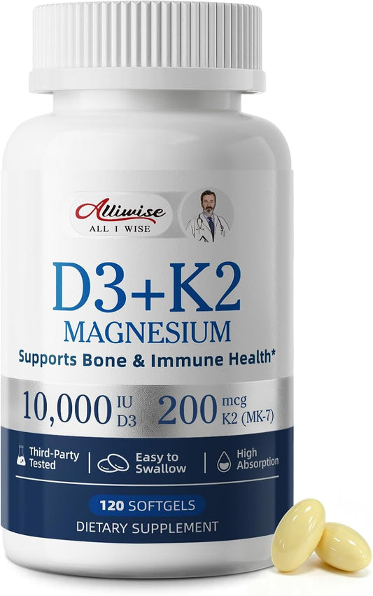 Alliwise d3 k2 Vitamin 10000 iu with Magnesium sofgels