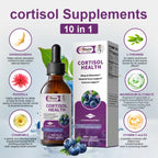 Cortisol Supplements for Women & Men, 10 in 1 Cortisol Manager Reducer with Magnesium, Ashwagandha, L-theanine - Hormone Balance & Mood Support - Sugar Free, Vegan, Non-GMO - 4 fl oz, 2 Pack