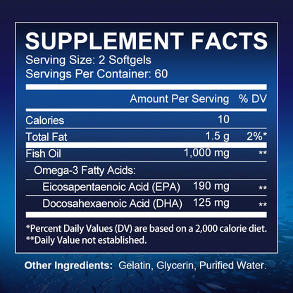 Alliwise Extra Strength Fish Oil – 2,000mg with 1,400mg Omega-3 (800mg EPA & 600mg DHA) – Supports General Wellness, Cognitive Function & Joint Flexibility – Non-GMO, No Fishy Aftertaste
