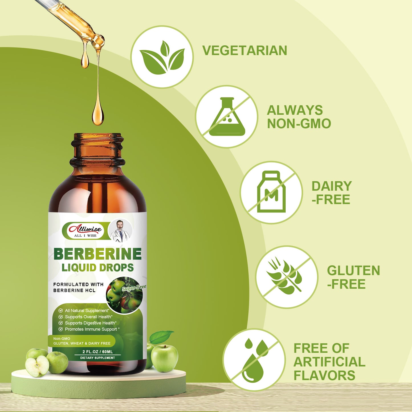 Organic Berberine Supplement Liquid Drops - Premium Berberine HCL 1500mg with Pure Ceylon Cinnamon-7 in 1 Natural Ingredients - Supports Immune System & Digestive System