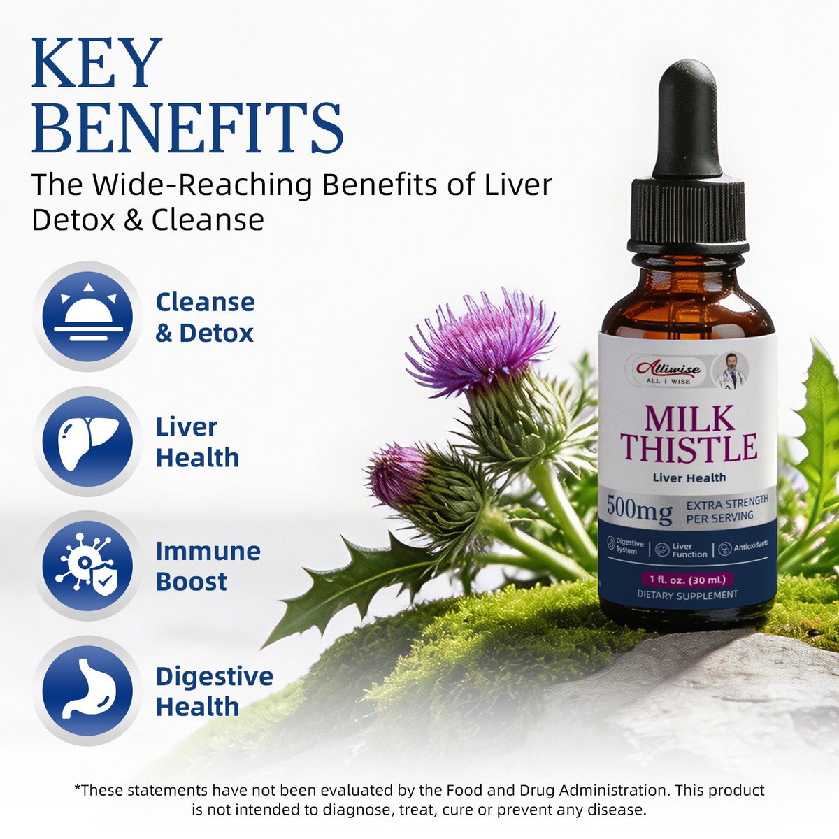 (2 Pack) Milk Thistle Liver Health Support Liquid Drops – High Potency Complex with Dandelion Root & Artichoke, 2 fl oz