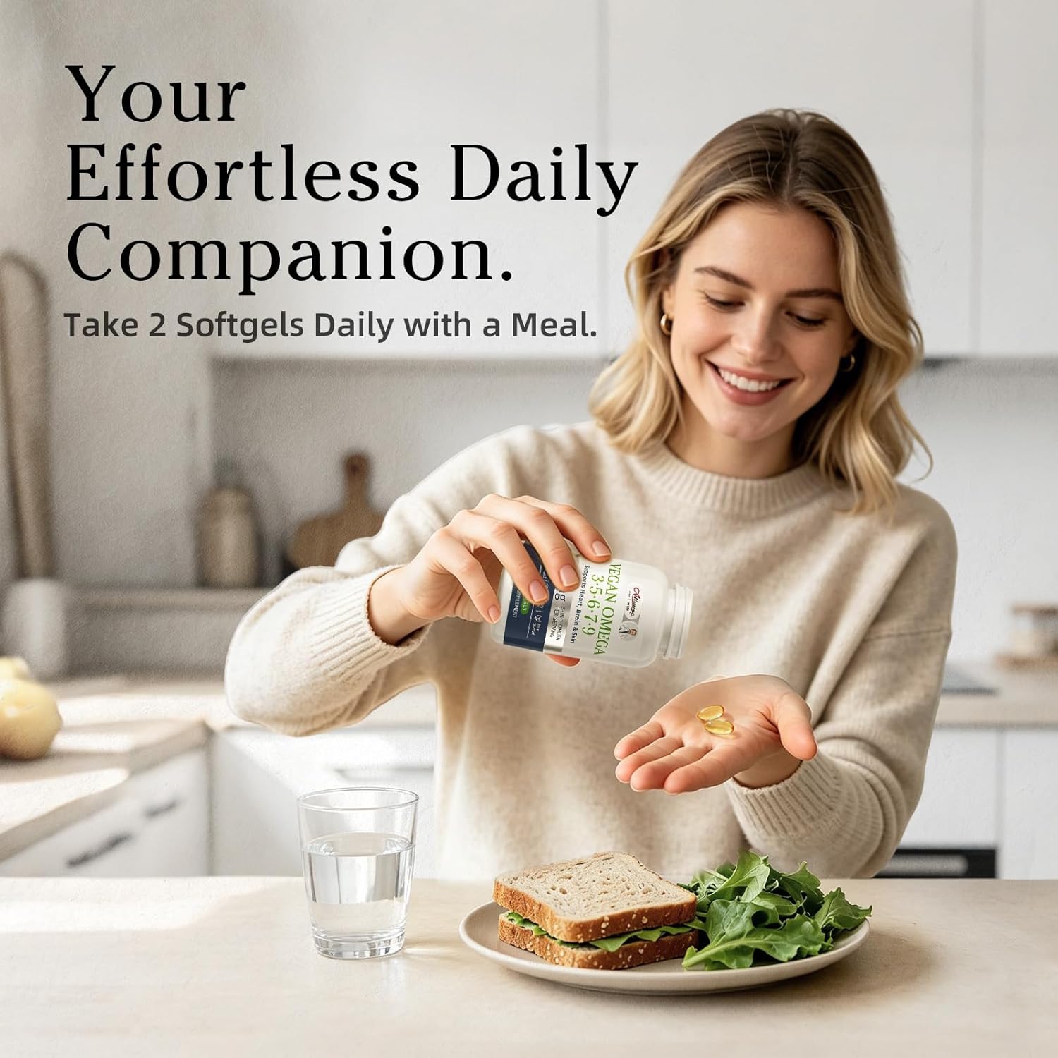 Full-Spectrum Vegan Omega 3·5·6·7·9 Complex — 1600mg Plant-Based Botanical Blend (120 Softgels)