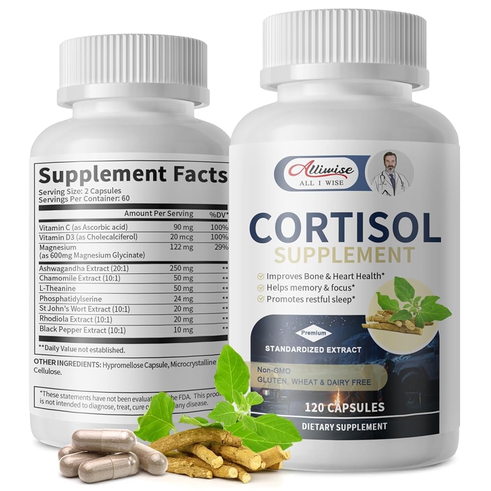 Cortisol Capsules Supplement with Magnesium, Ashwagandha Rhodiola L-Theanine