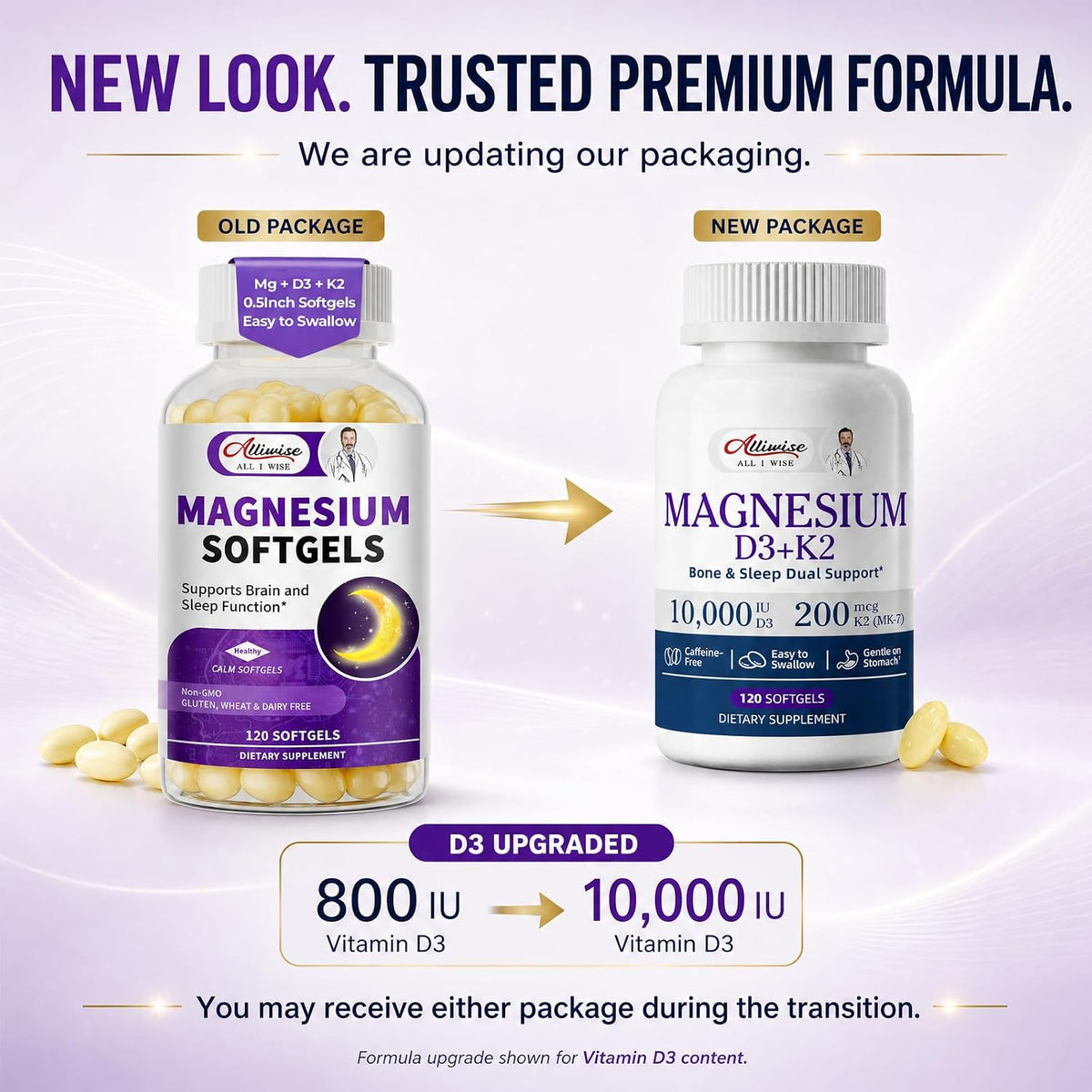 Alliwise d3 k2 Vitamin 10000 iu with Magnesium sofgels