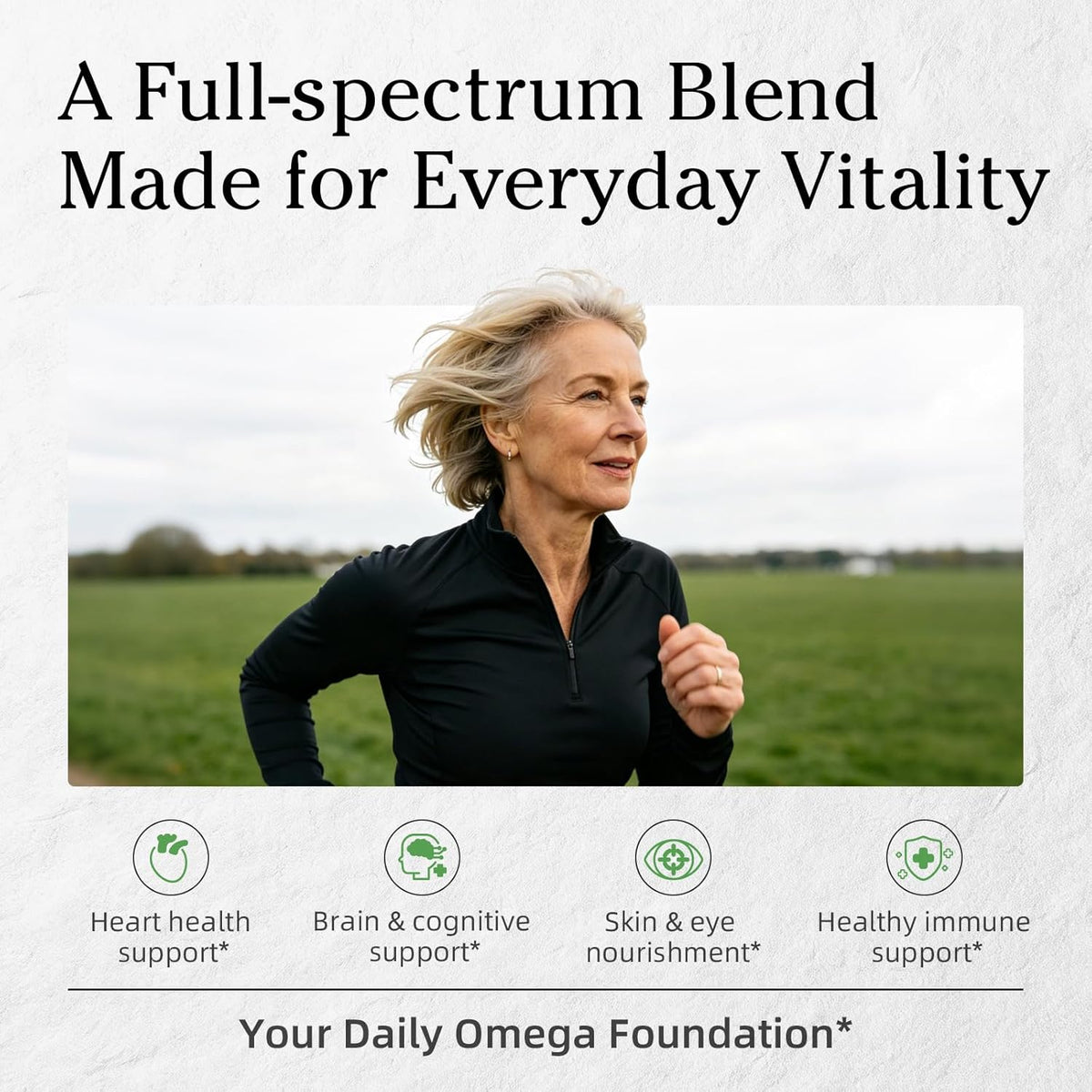 Full-Spectrum Vegan Omega 3·5·6·7·9 Complex — 1600mg Plant-Based Botanical Blend (120 Softgels)