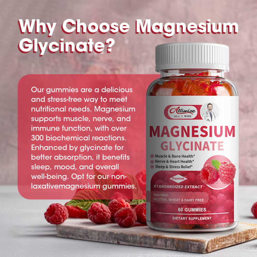 2 Pack Magnesium Glycinate Gummies 600mg - Sugar Free Magnesium Supplement to Support Relaxation, Stress, Heart Health - Chewable Magnesium Gummies for Adults - Strawberry Flavor,120 Gummies