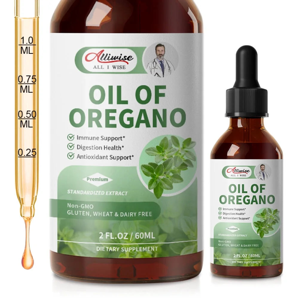 Oregano Oil Liquid Drops - Organic Oil of Oregano Drops Liquid Tincture Extract - Herbal Supplement for Immune Support, Digestive Gut Health - Pure Vegan Non-GMO, 2 fl oz