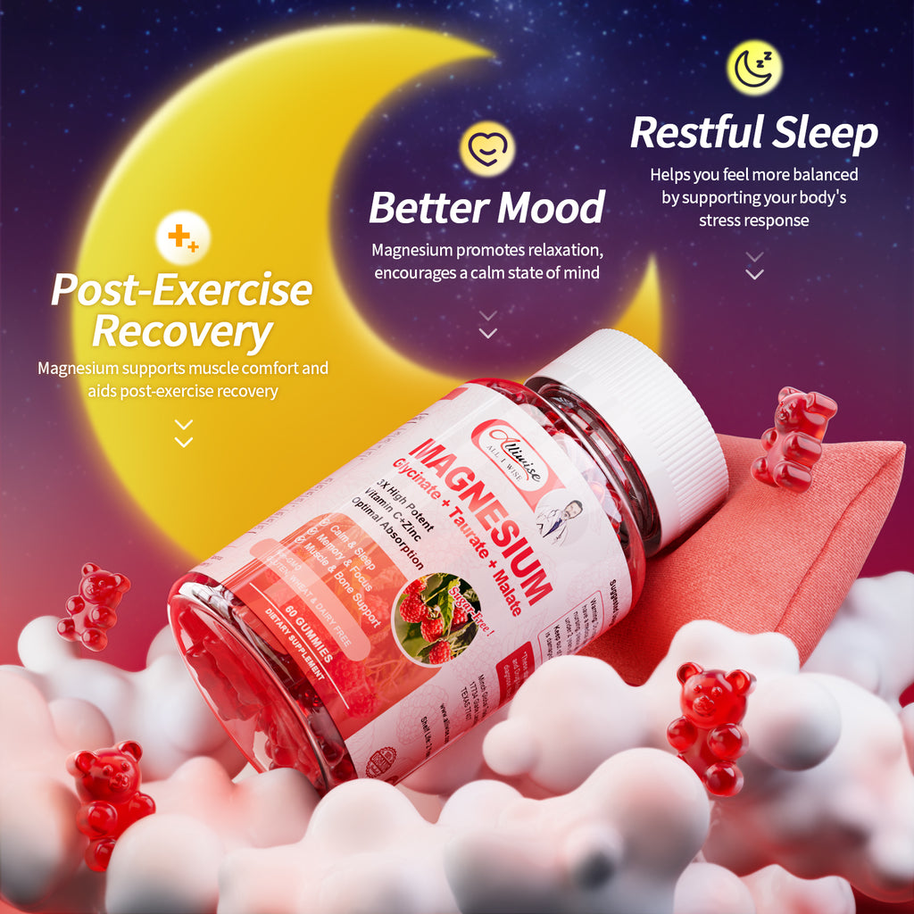 2Pack Magnesium Glycinate Gummies 500mg,Magnesium Potassium Supplement with Taurate, Malate, for Sleep