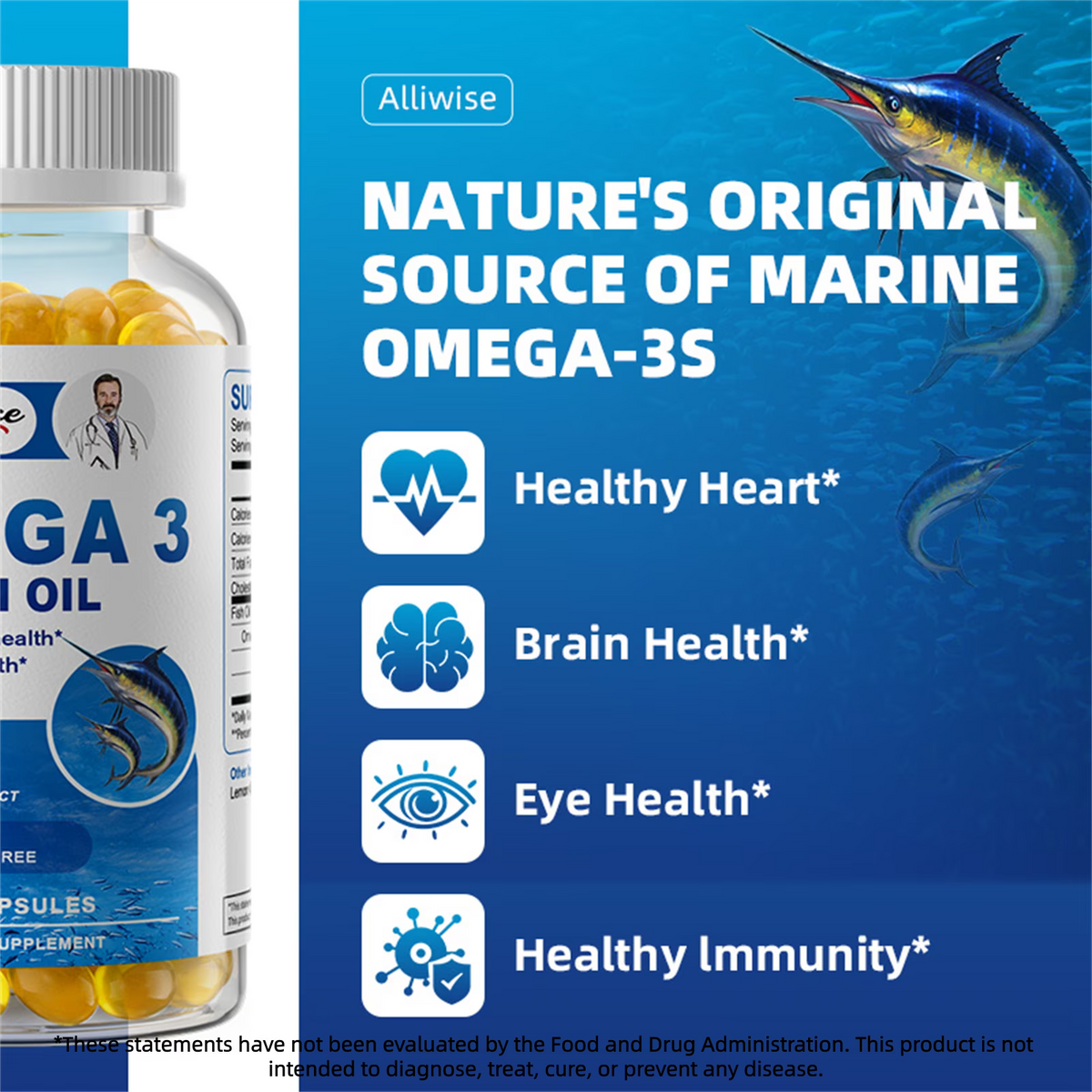 Omega 3 Fish Oil | EPA & DHA | Omega 3 Fatty Acids | Premium Burpless Softgel Supplements (120 Count)