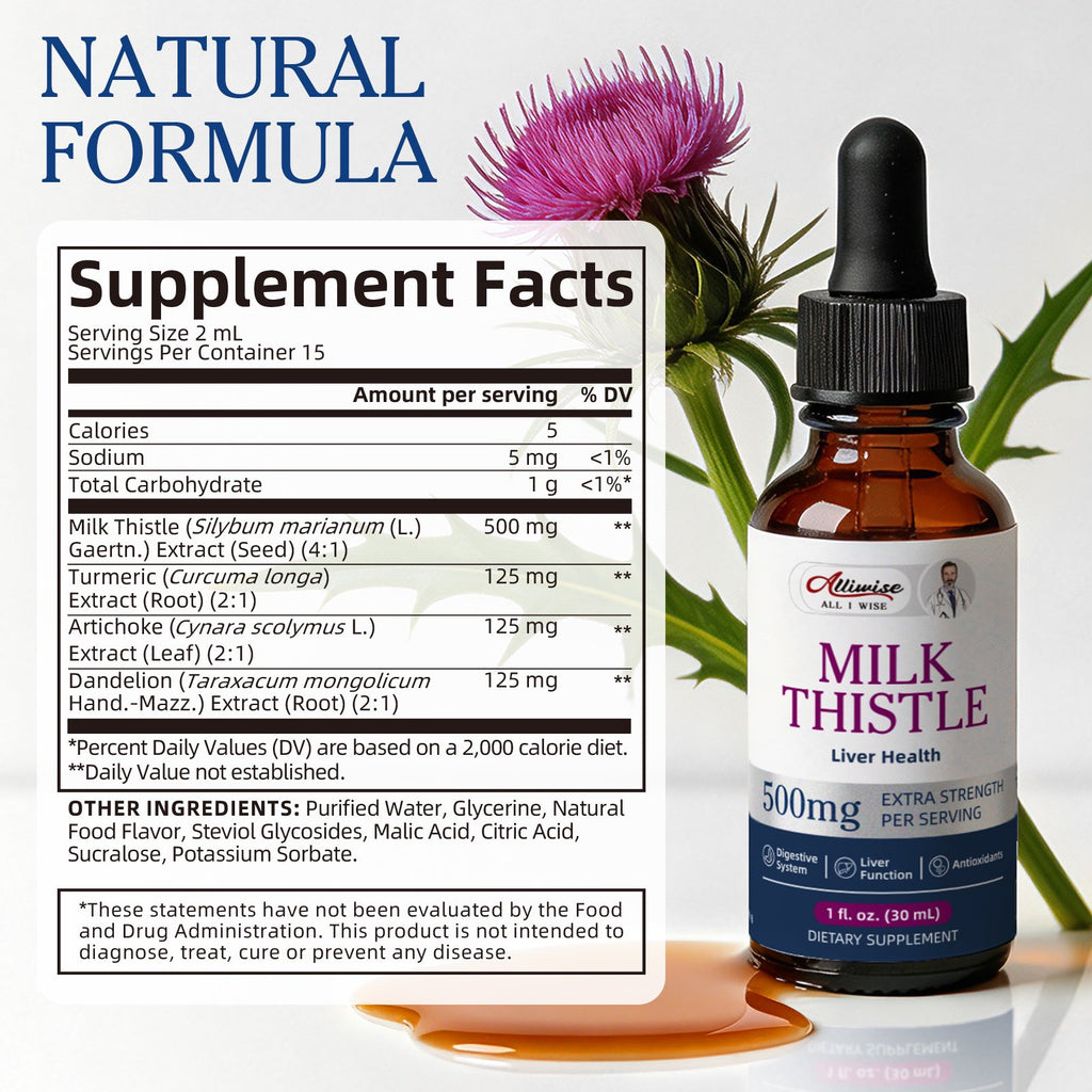 (2 Pack) Milk Thistle Liver Health Support Liquid Drops – High Potency Complex with Dandelion Root & Artichoke, 2 fl oz