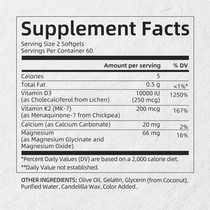 Alliwise d3 k2 Vitamin 10000 iu with Magnesium sofgels