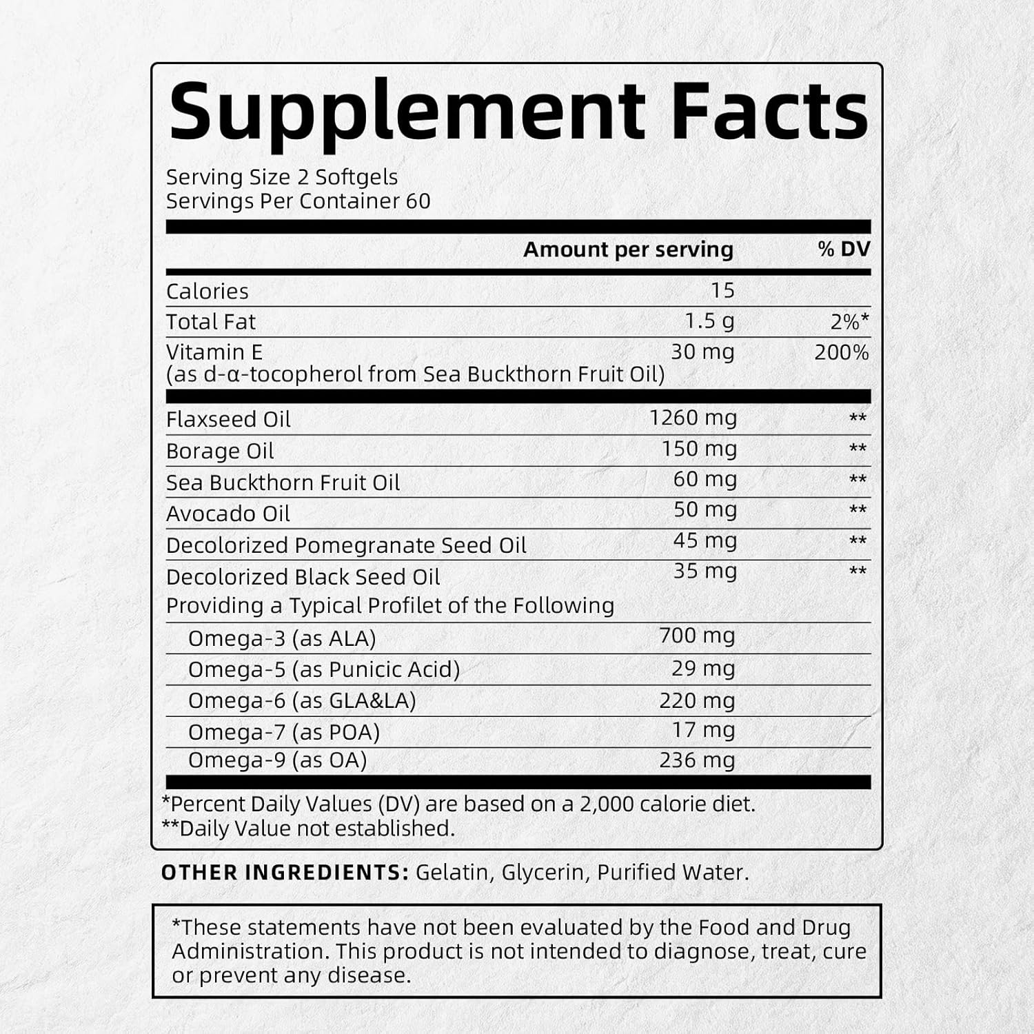 Full-Spectrum Vegan Omega 3·5·6·7·9 Complex — 1600mg Plant-Based Botanical Blend (120 Softgels)