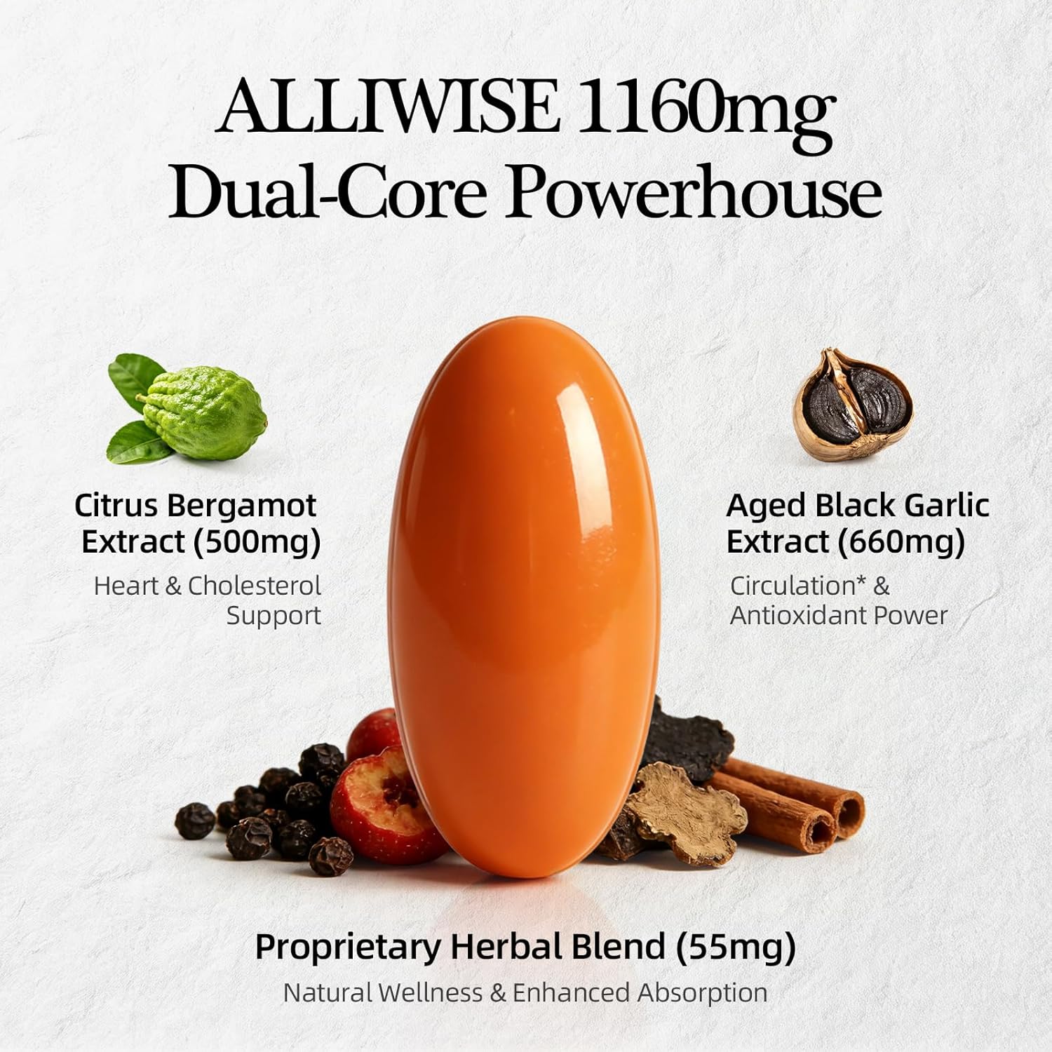 Citrus Bergamot(1160mg)& Odorless Aged Garlic | Heart & Circulation Complex